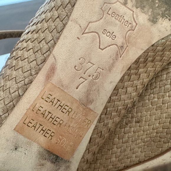 BCBG Maxazria Camilla peep toe w/ ankle strap heels, size 7 sand color - Picture 6 of 6